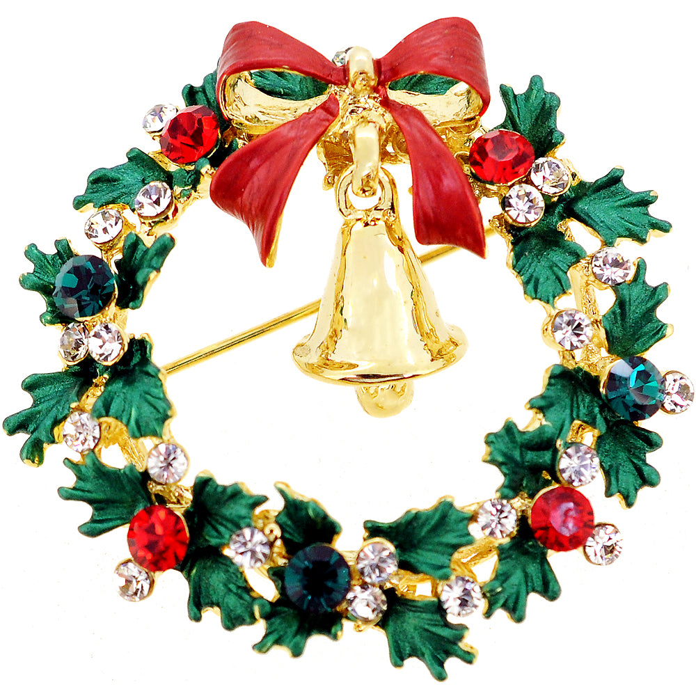 Laurel Wreath Brooch. Christmas Crystal Brooch.brooch For Women