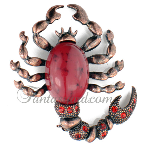 Vintage Style Ruby Scorpion Red Insect Pin Brooch