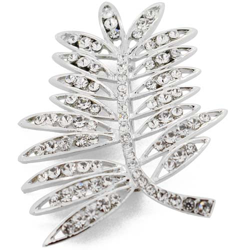 Crystal Elm Tree Leaves Pin Brooch