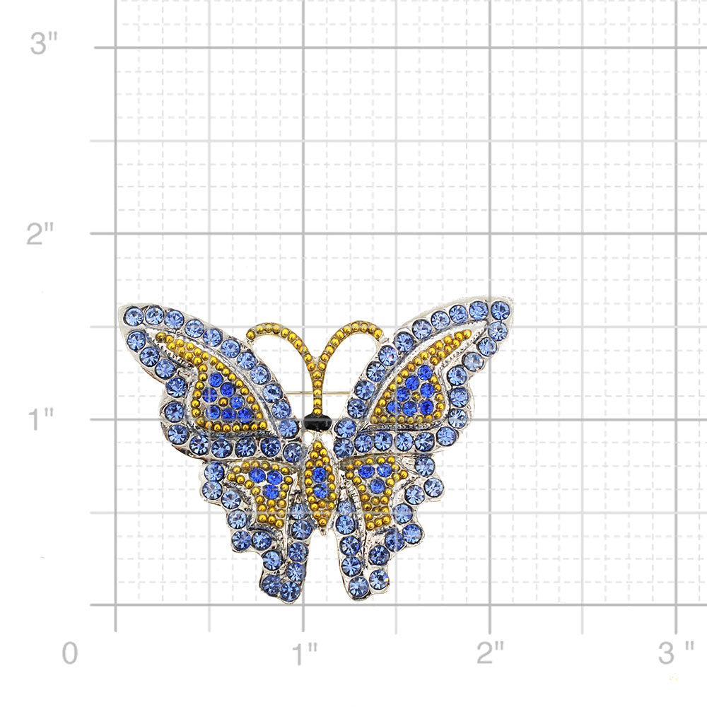 Sapphire Blue Butterfly Pin Brooch