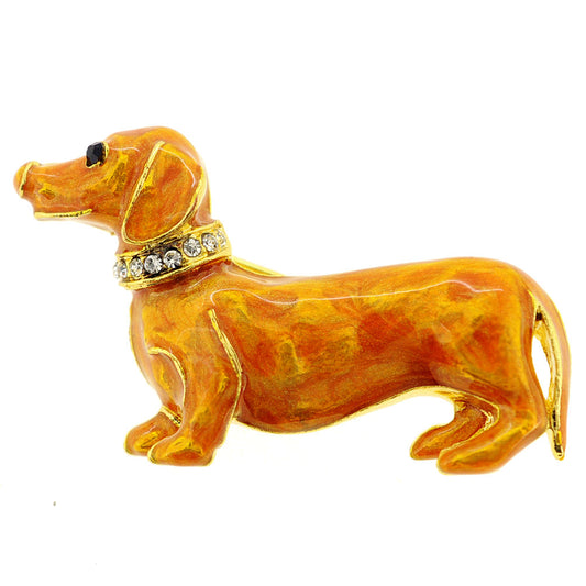 Golden Brown Dachshund Dog Pin Brooch