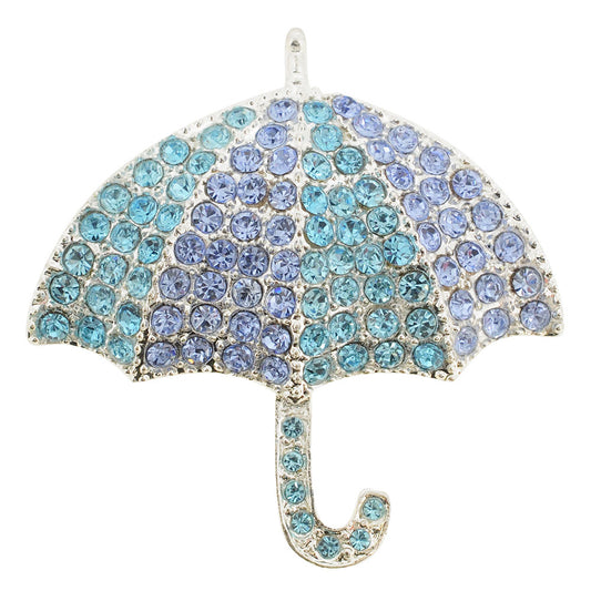 Turquoise Blue Umbrella Crystal Pin Brooch