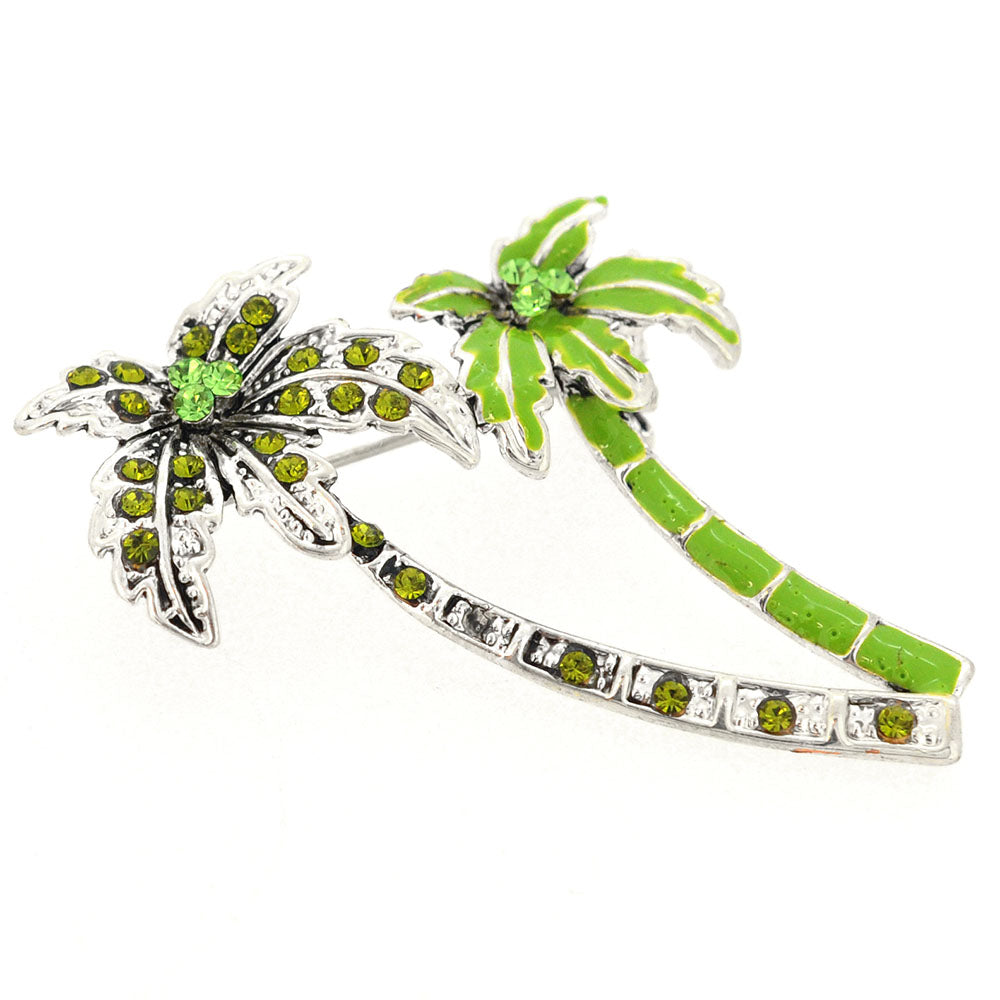 Green Coconut Palm Tree Pin Brooch