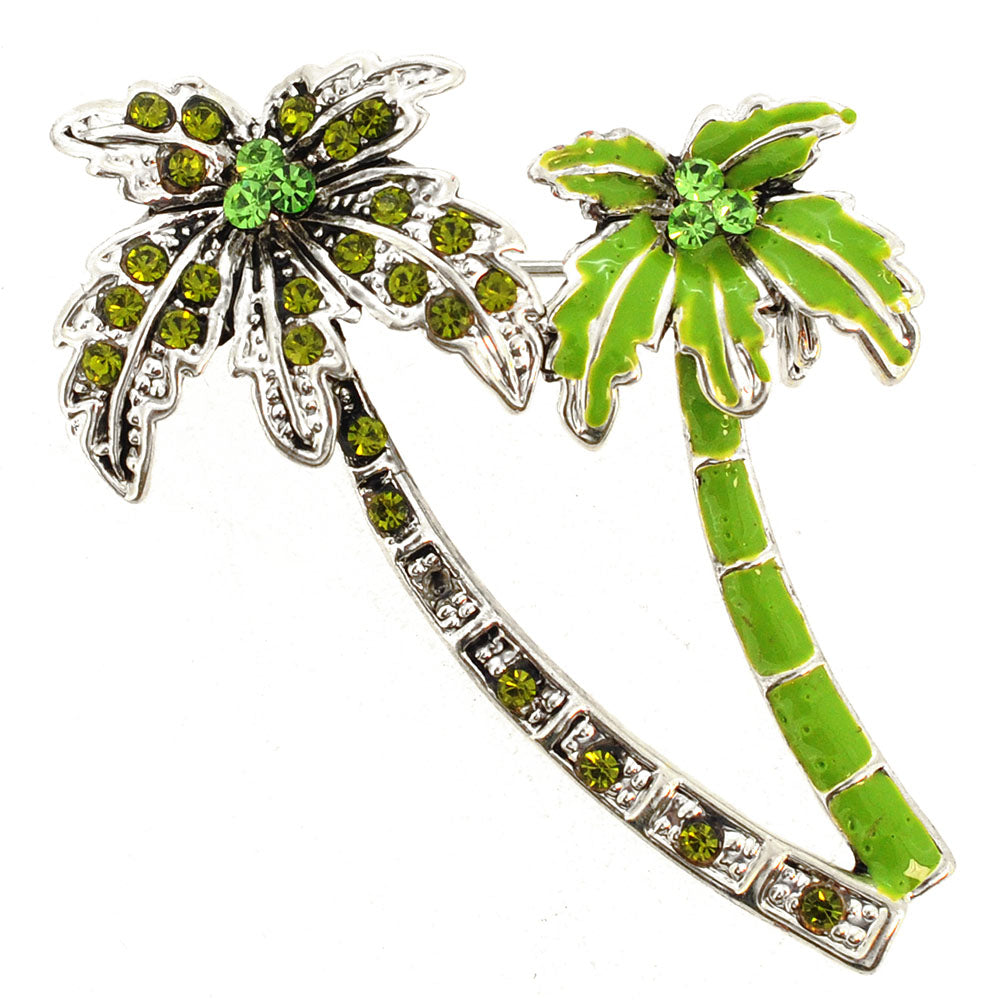 Green Coconut Palm Tree Pin Brooch