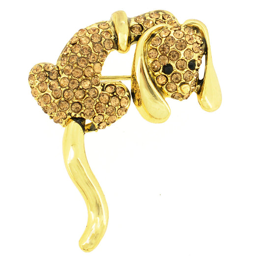 Topaz Crystal Dog Pin Brooch