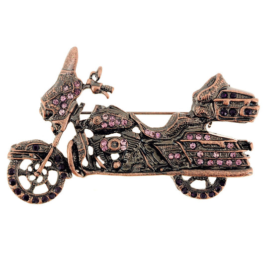 Pink Motorcycle Crystal Pin Brooch