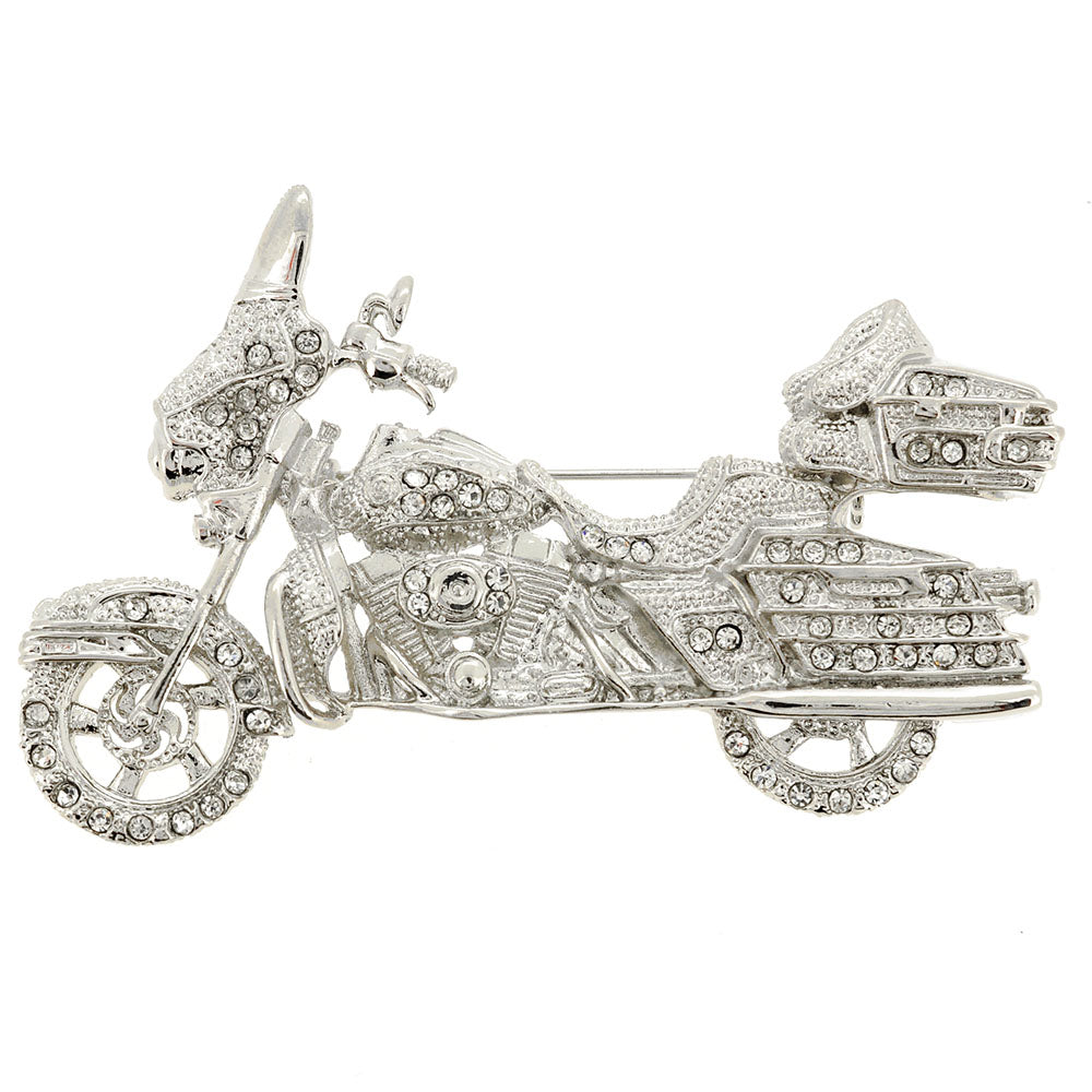 Crystal Motorcycle Sports Pin Brooch