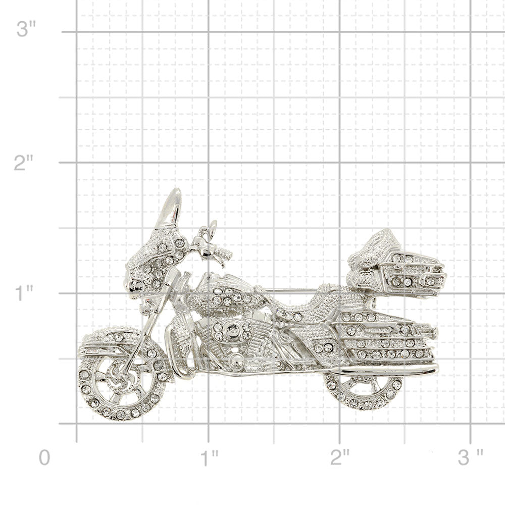 Crystal Motorcycle Sports Pin Brooch