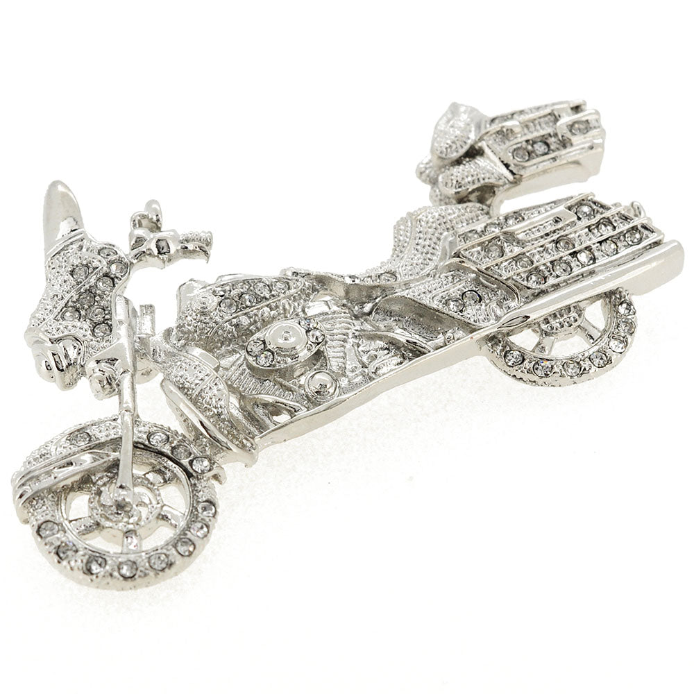 Crystal Motorcycle Sports Pin Brooch