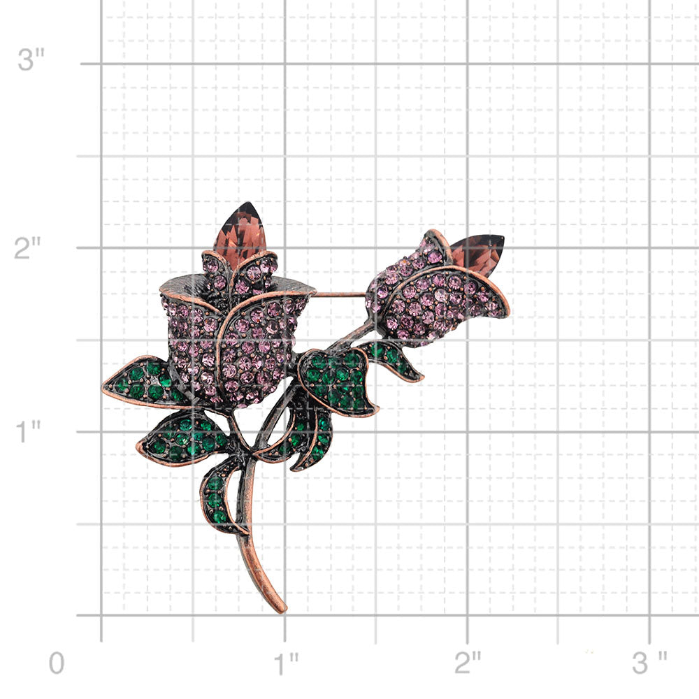 Amethyst Crystal Tulip Flower Pin Brooch