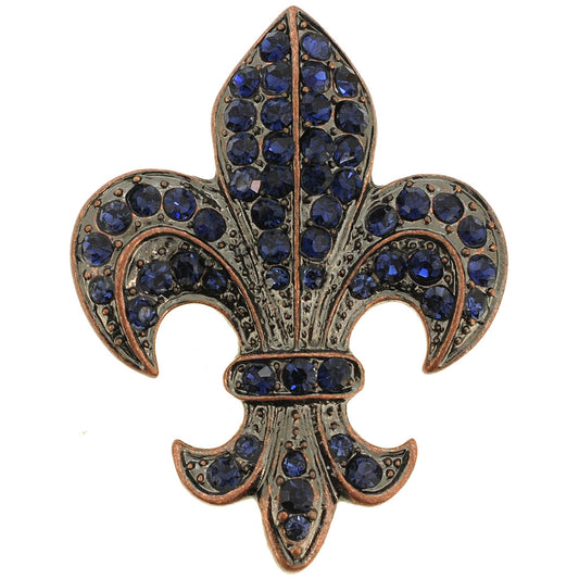 Vintage Style Montana Blue Fleur-De-Lis Crystal Brooch and Pendant