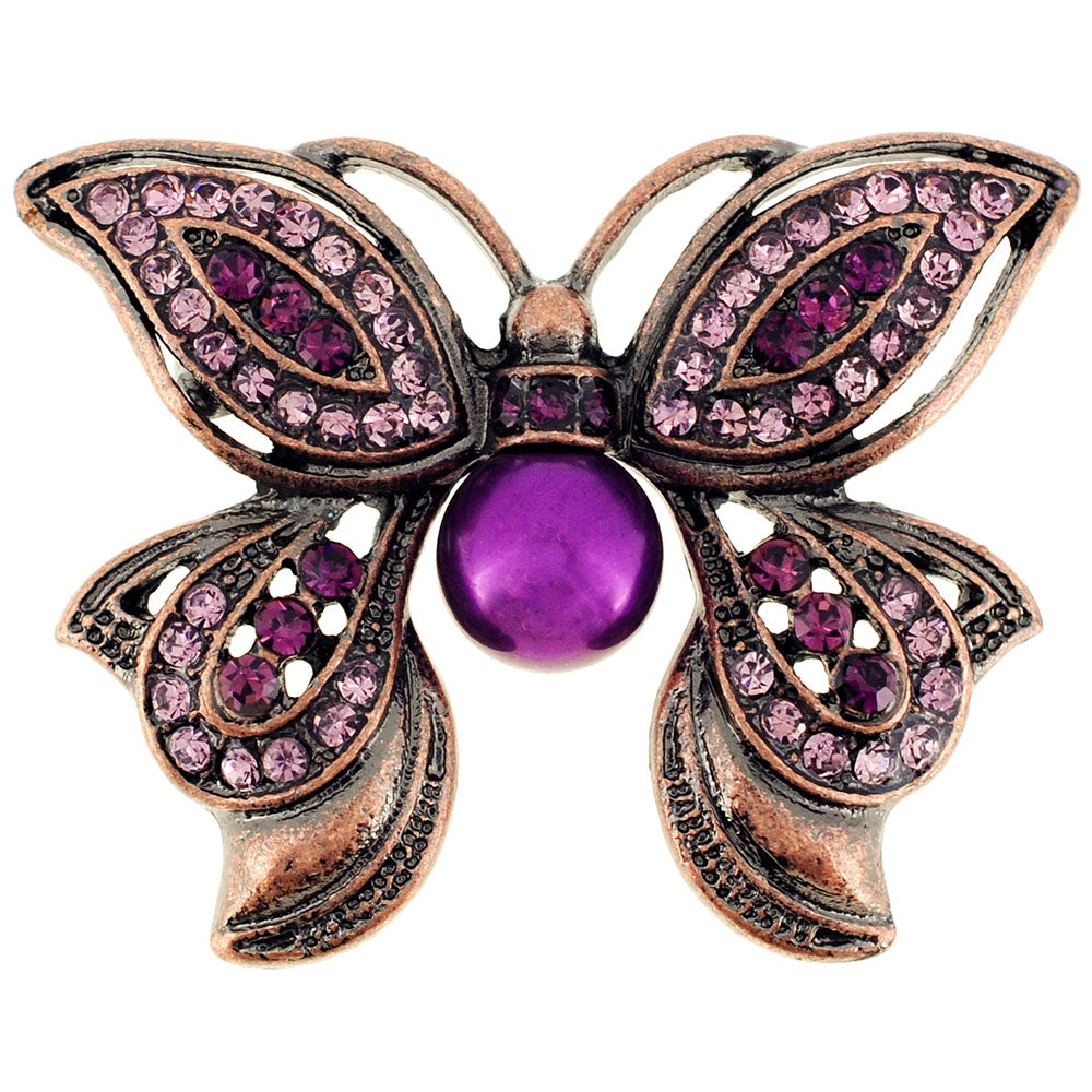 Amethyst Purple Butterfly Crystal Pin Brooch