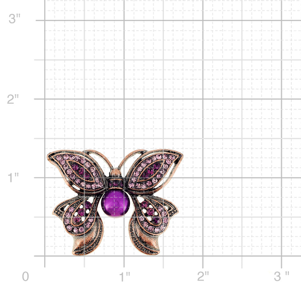 Amethyst Purple Butterfly Crystal Pin Brooch