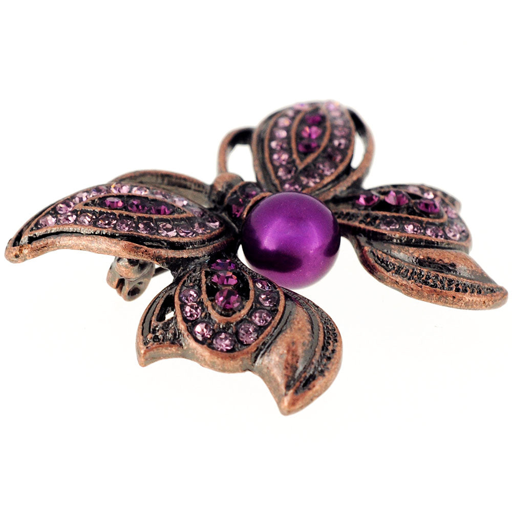 Amethyst Purple Butterfly Crystal Pin Brooch