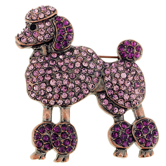 Purple Poodle dog Amethyst Crystal Pin Brooch