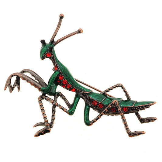 Green Praying Mantis Pin Brooch