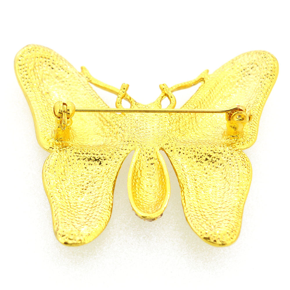 Golden Red Enamel Butterfly Pin Brooch