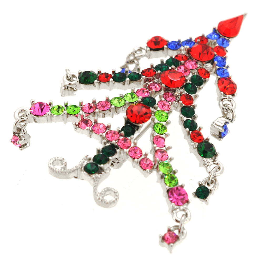 MultiColor Crystal Christmas Tree Pin Brooch