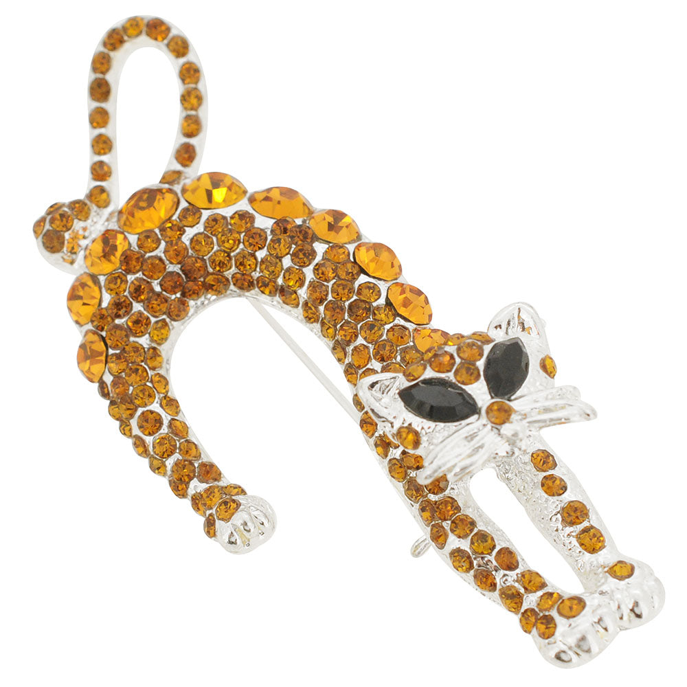 Topaz Brown Cat Crystal Pin Brooch