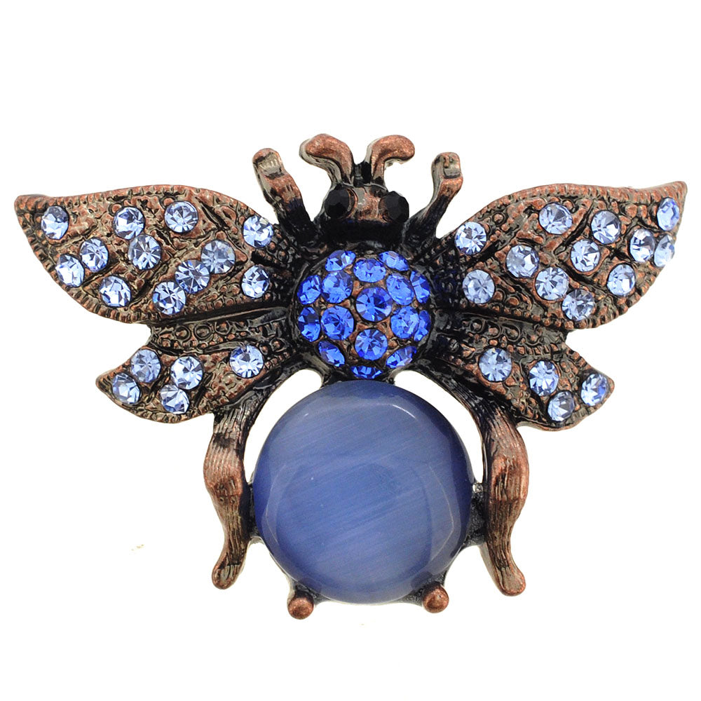 Sapphire Blue Bee Crystal Pin Brooch