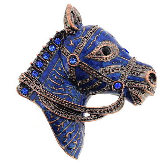 Vintage Style Navy Blue Horse Head Pin Brooch