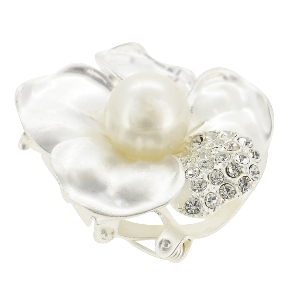 White Pearl Flower Pin Brooch