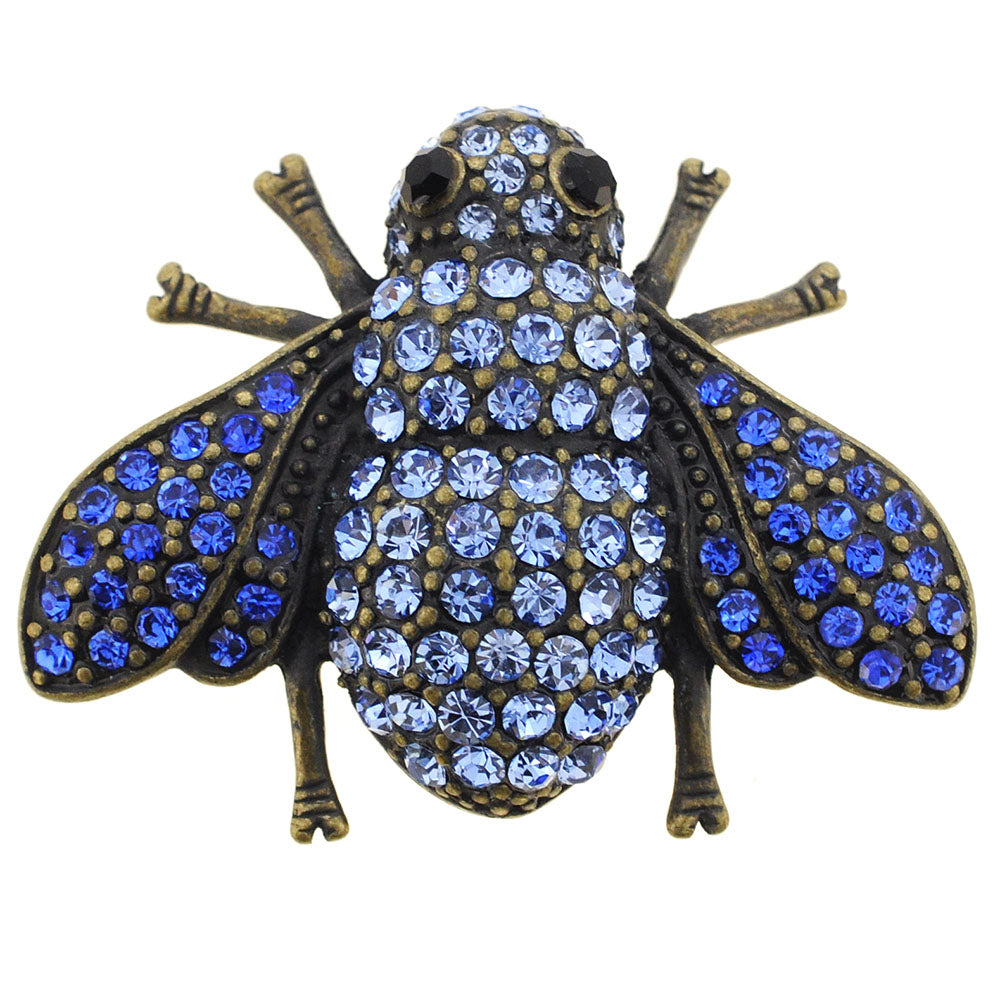 Vintage Style Sapphire Blue Bee Pin Brooch