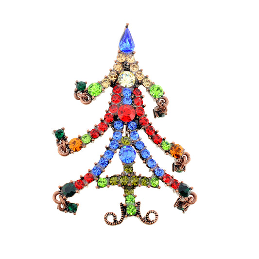 Multicolor Christmas Tree Crystal Pin Brooch