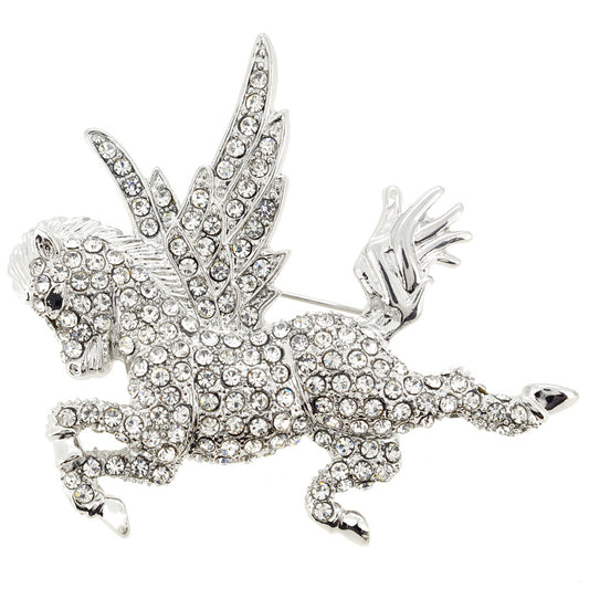 Crystal Flying Horse Pin Brooch