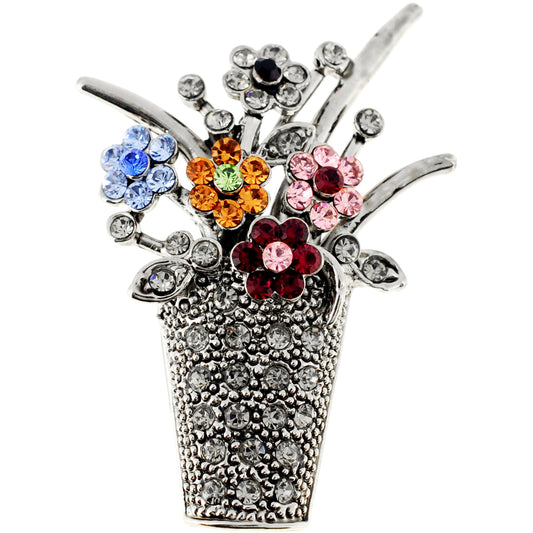 Flower Basket Swarovski Crystal Pin Brooch