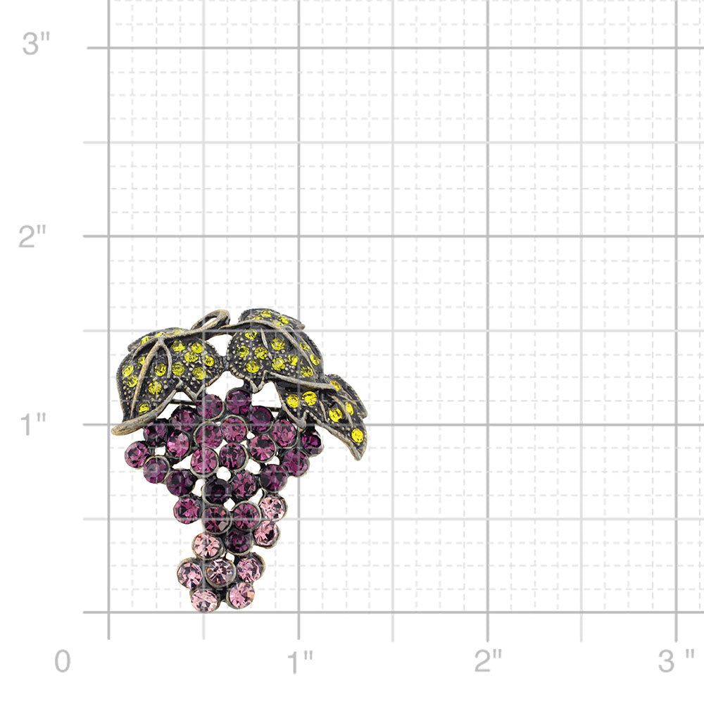 Purple Grape Amethyst Crystal Fruit Pin Brooch