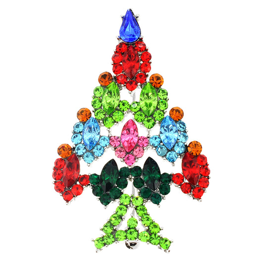 Multicolor Christmas Tree Crystal Pin Brooch