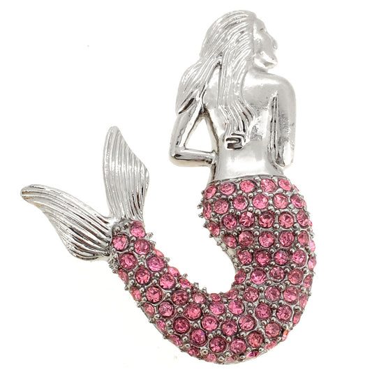 Pink Mermaid Crystal Pin Brooch and Pendant