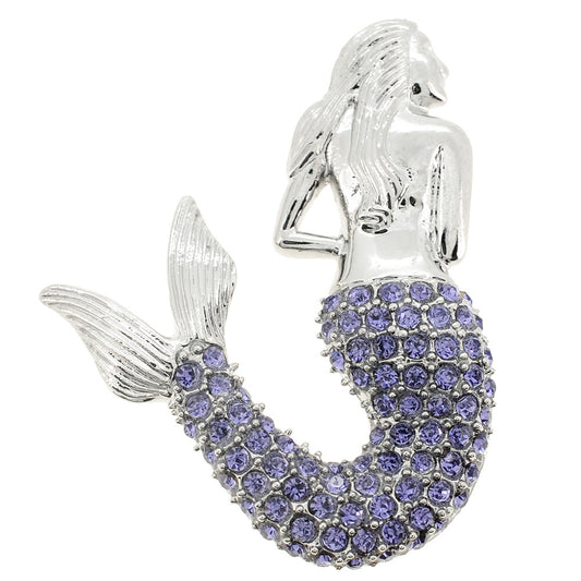 Purple Mermaid Crystal Pin Brooch and Pendant