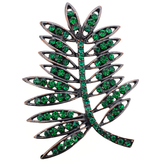 Emerald Green Elm Tree Leaves Pin Brooch