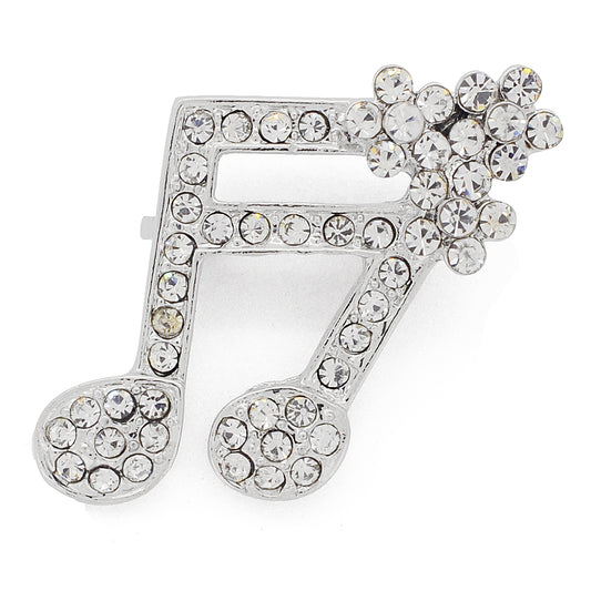 Crystal Music Note Pin Brooch