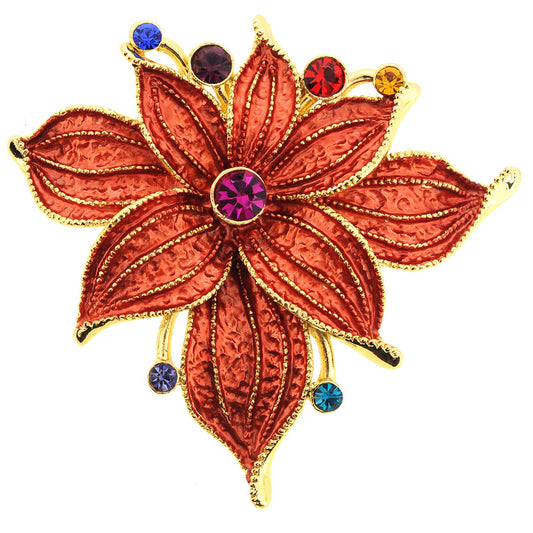 Dark Peach Flower Pin Brooch And Pendant