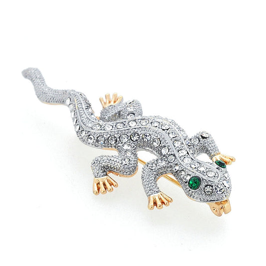 Crystal Lizard Pin Brooch