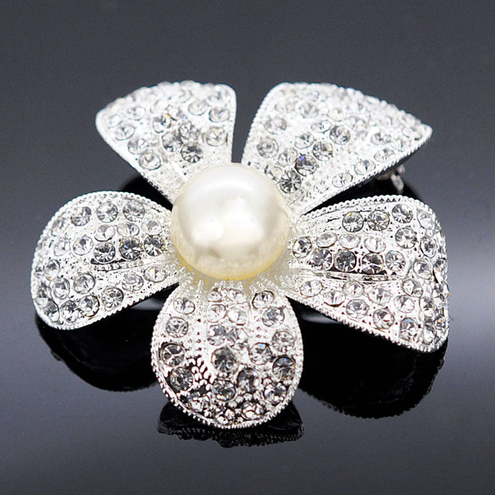 Crystal Flower Wedding Pin Brooch