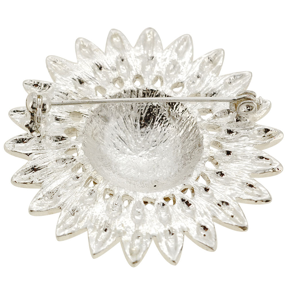 Silver Wedding Sunflower Crystal Brooch Pin