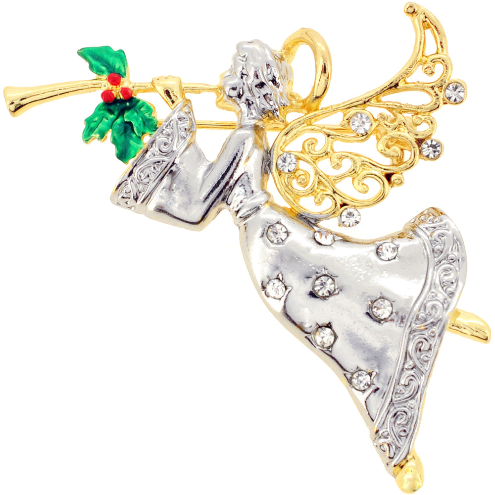 Angle With Horn Crystal Pin Brooch And Pendant