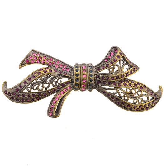 Vintagestyle Crystal Bow Pin Brooch