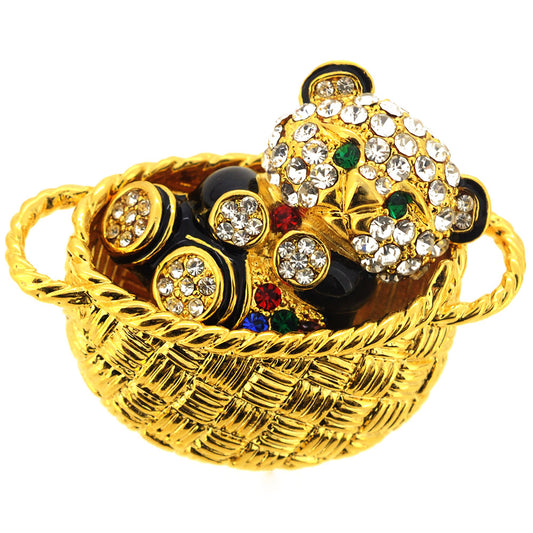 Teddy Bear In A Basket Pin Brooch