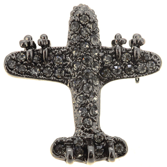 Black Airplane Pin Brooch