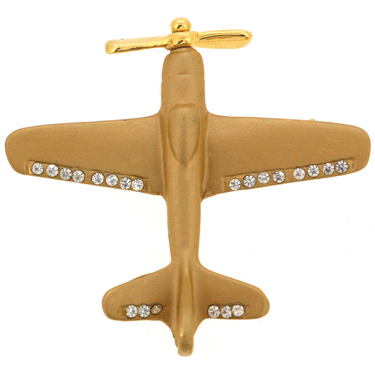 Golden Airplane Pin Brooch