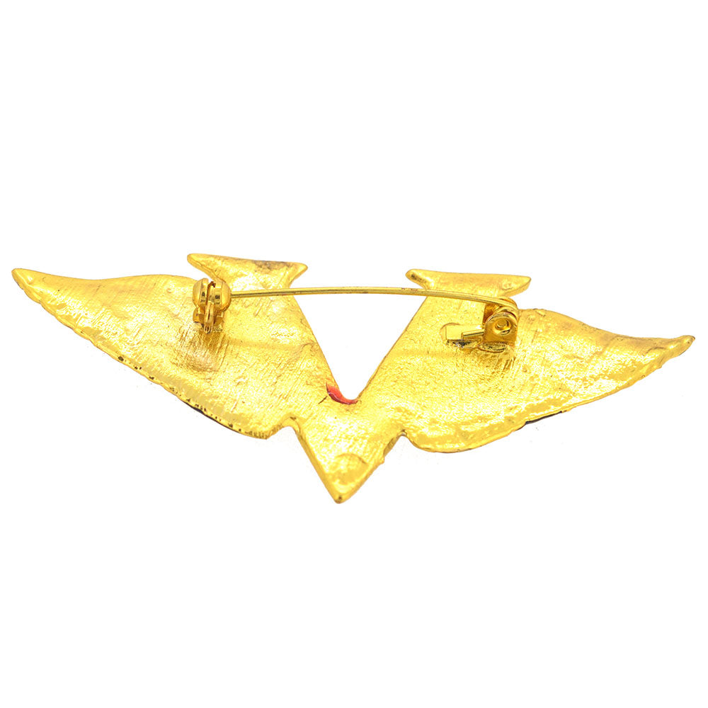 Patriotic Golden Victory Wings Brooch Pin