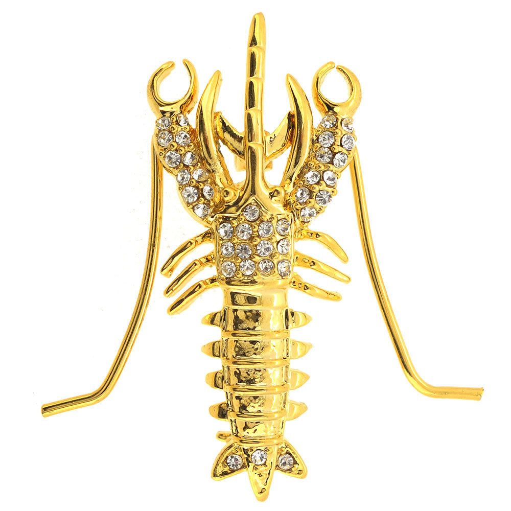 Golden Lobster Brooch Pin