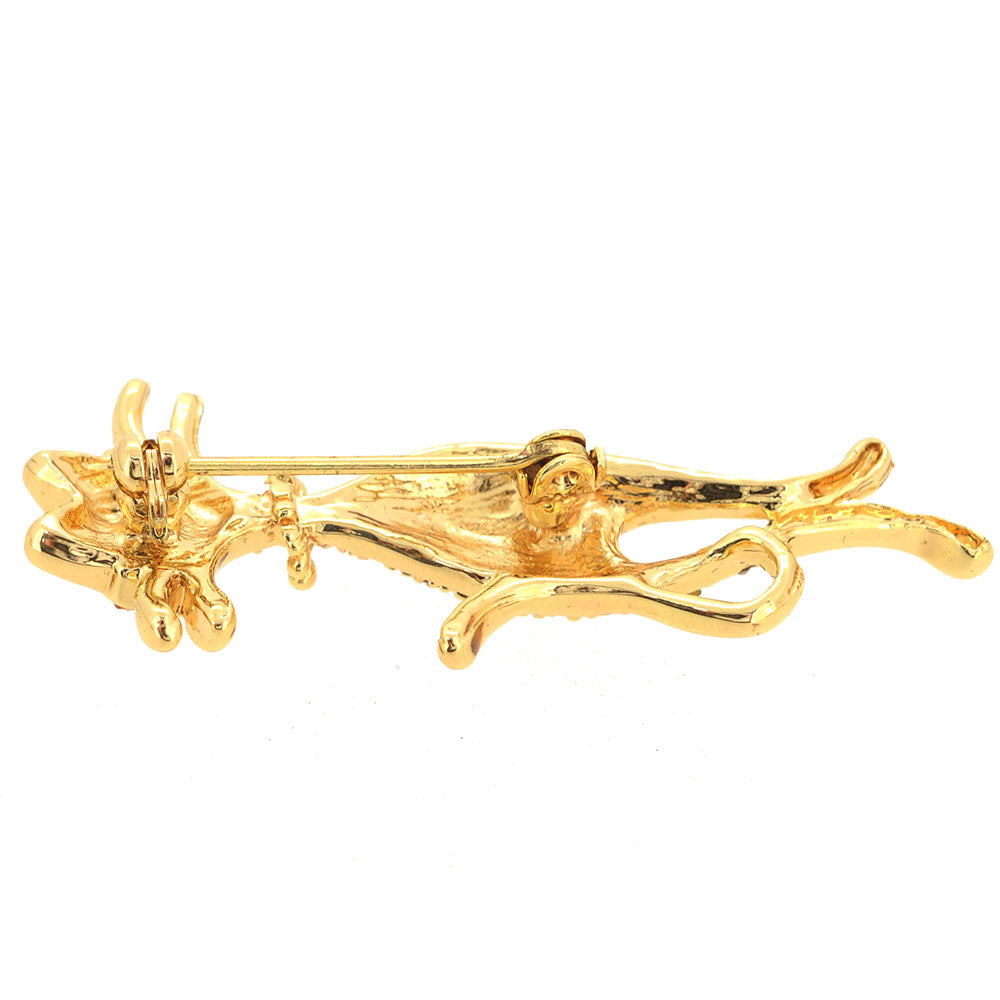 Golden Topaz Cat Brooch Pin