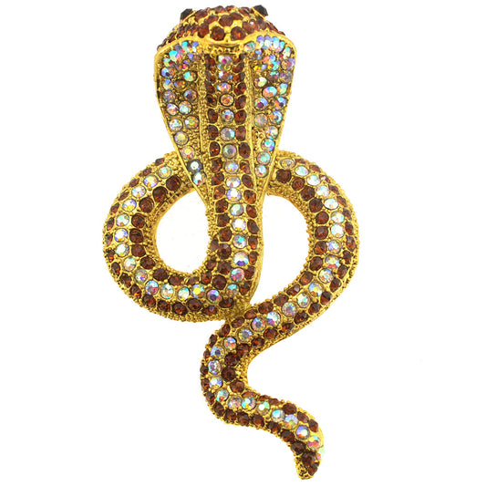 Golden Cobra/Naja Snake Brooch Pin