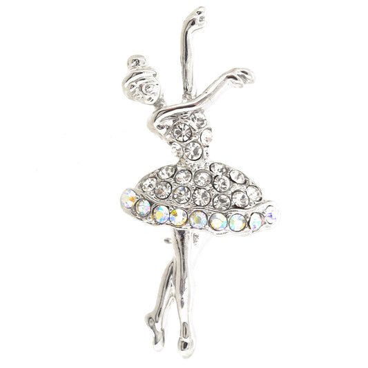 Silver Ballet Dancer Brooch